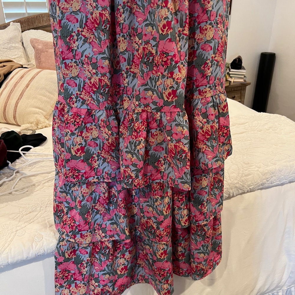 English Factory Pink and Blue Puff Sleeve Maxi Dress - Picture 10 of 12